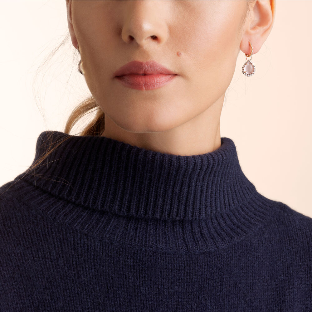 18ct Rose Gold Rose Quartz Diamond Earring Drops | Annoushka jewelley